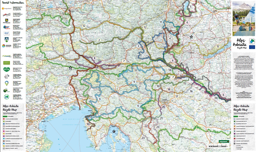 Alps Adriatic Bicycle Trail Map 2021